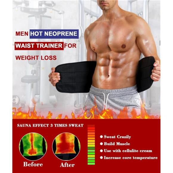 Men Waist Trainer Trimmer Tummy Control Compression Shapewear Body Shaper Belt - Picture 2 of 7